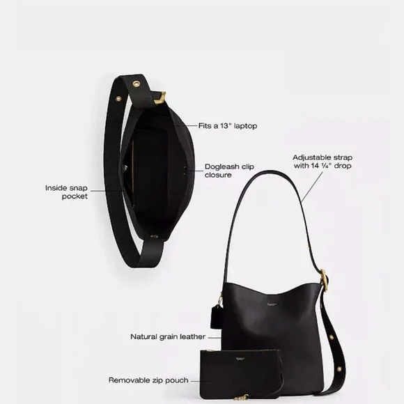 Authentic Coach Black Bleecker Bucket Bag - Picture 4 of 16